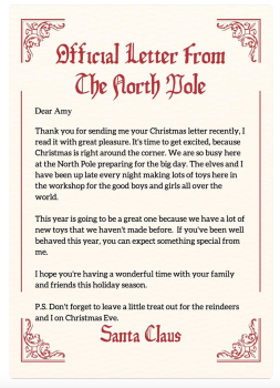 Personalised With Your Details - Customised PDF Printable Ivory Festive Child's Christmas Santa Letter From Father Christmas