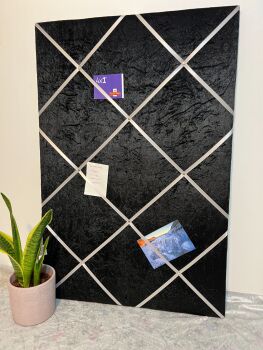 Black Velvet Lightly Padded Fabric Notice Bulletin Board - Great gift to display photos, memos, letters etc - Made to order