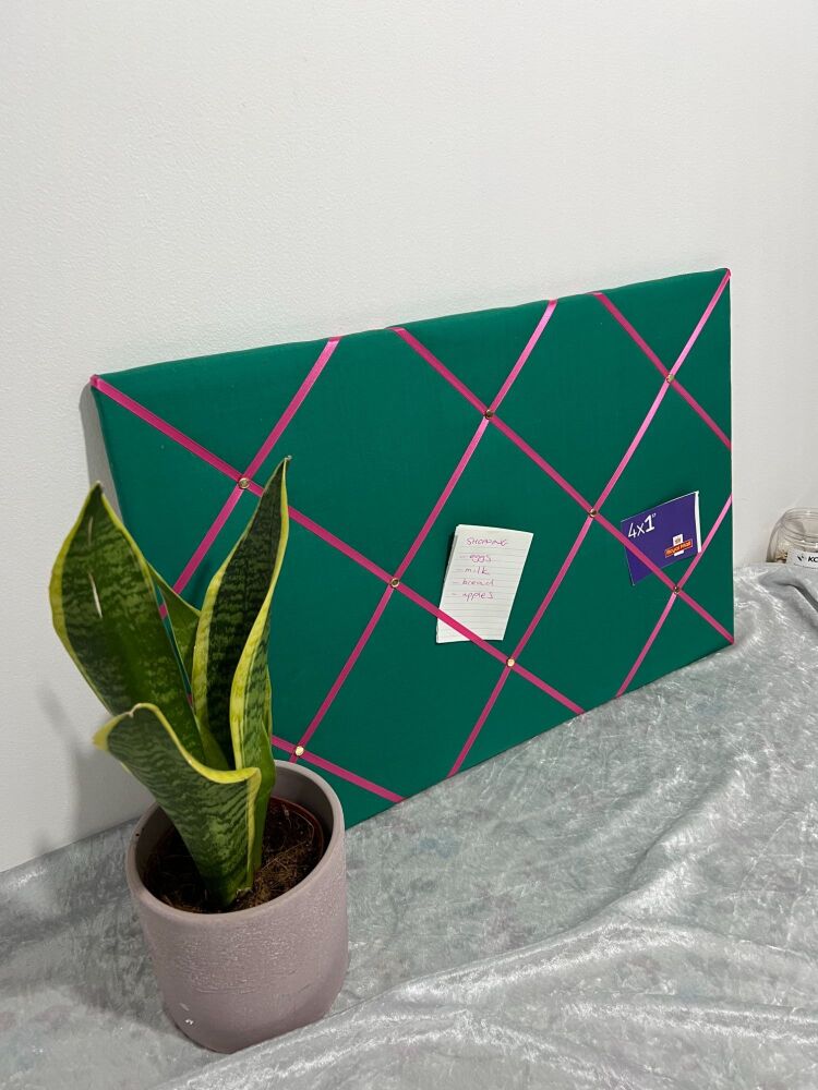 Jade Green Lightly Padded Fabric Notice Bulletin Memo Cork Board, great gif