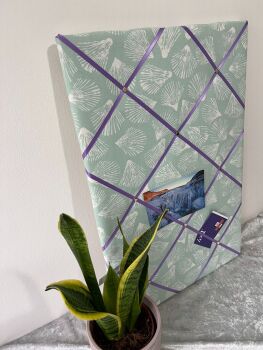 Seafoam Sandbanks Seashell Lightly Padded Fabric Notice Bulletin Memo Cork Board, great gift for a girl, display photos, notes, letters etc - Bespoke
