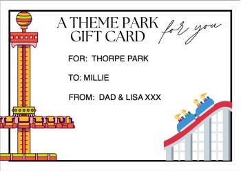 Theme Park Gift Token / Voucher - Instant Customisable + Editable Digital Download PDF Printable - Rides - Quick & Easy Gift Card