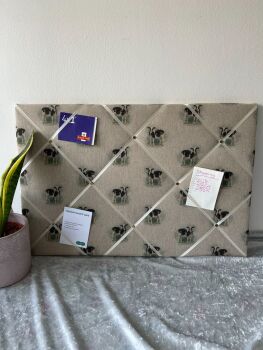 Linen Look Dairy Cows Lightly Padded Fabric Notice Bulletin Memo Cork Pin Board - Bespoke Handcrafted Service - Great gift to display photos, memos et
