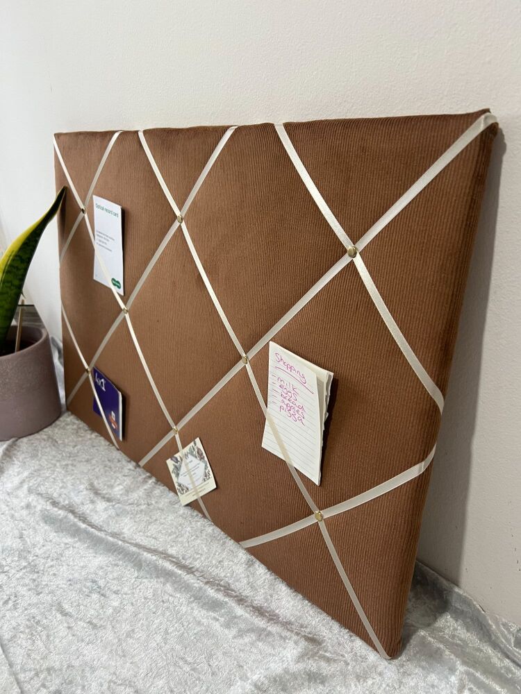 Mocha Mousse Corduroy Fabric Notice Board – Lightly Padded Handmade Memo Bo