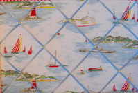 Large Cath Kidston Boat Hand Crafted Fabric Notice / Pin / Memo Board
