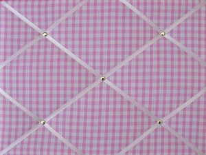 Medium Pink & White Gingham Hand Crafted Fabric Notice / Memory / Pin / Mem