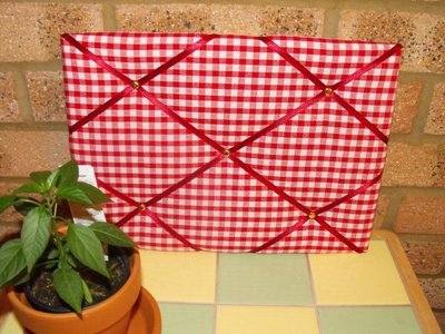 Medium Red Gingham Hand Crafted Fabric Notice / Pin / Memory / Memo Board