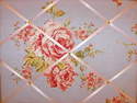 Medium 40x30cm Clarke & Clarke Flora Powder Blue Hand Crafted Fabric Memory / Notice / Pin / Memo Board