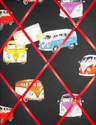 Medium 40x30cm VW Camper on Tour Hand Crafted Fabric Notice / Memory / Pin / Memo Board