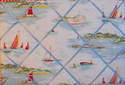 Large 60x40cm Cath Kidston Boat Hand Crafted Fabric Notice / Pin / Memo / Memory Board