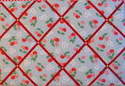 Large 60x40cm Cath Kidston Blue Cherry Hand Crafted Fabric Notice / Pin / Memo / Memory Board