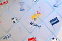 Large 60x40cm Laura Ashley Blue Football Hand Crafted Fabric Notice / Pin / Memo / Memory Board