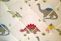 Large 60x40cm Laura Ashley Dinosaurs / Dinosaur Hand Crafted Fabric Notice / Pin / Memo / Memory Board