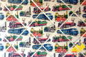 Large 60x40cm Cath Kidston Train / Trains Hand Crafted Fabric Notice / Pin / Memo / Memory Board
