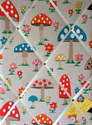 Medium 40x30cm Cath Kidston Mushroom Hand Crafted Fabric Notice / Pin / Memo / Memory Board