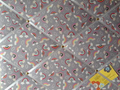 Medium 40x30cm Anthology Raining Rainbows / Rainbow Clouds Grey Crafted Fab