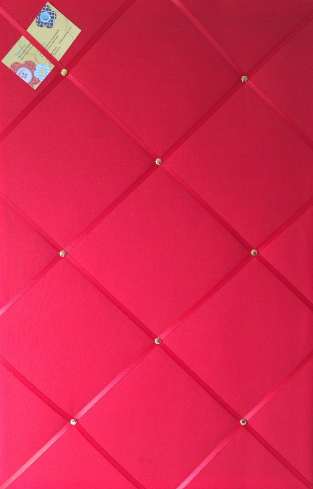 Large 60x40cm Red with Red Ribbon Hand Crafted Fabric Notice / Memory / Pin