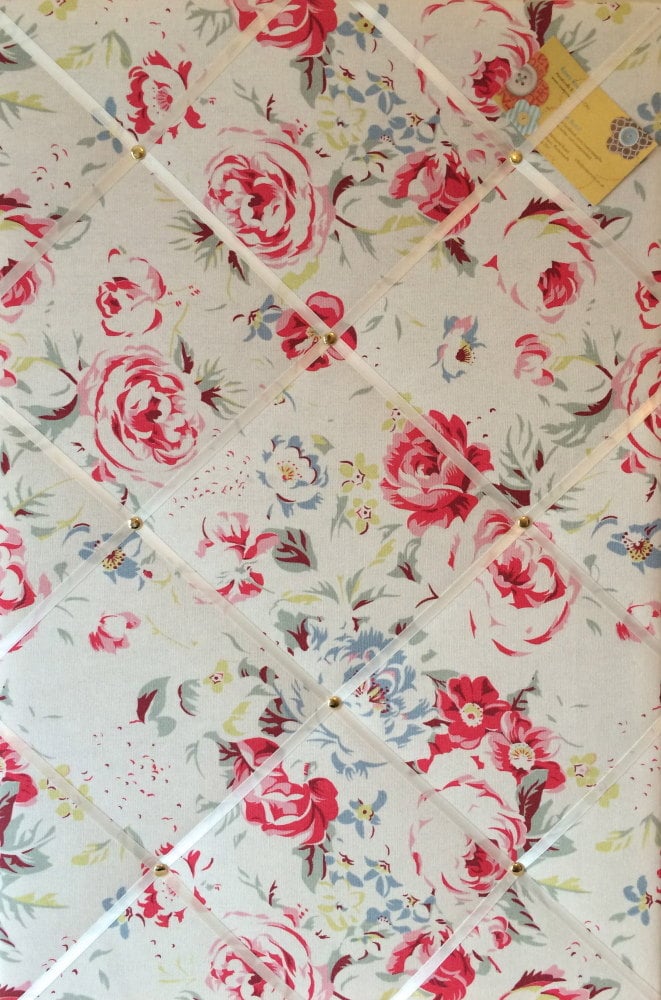 Large 60x40cm Cath Kidston Greenwich Rose White Hand Crafted Fabric Notice