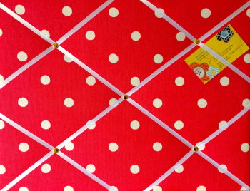 Medium 40x30cm Cath Kidston Red Spot Hand Crafted Fabric Notice / Pin / Memo / Memory Board