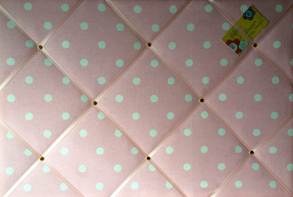 Large Cath Kidston Pink Spot Hand Crafted Fabric Notice / Pin / Memo Board