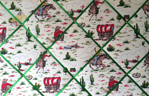Large 60x40cm Cath Kidston Cowboy Horse Hand Crafted Fabric Notice / Pin /