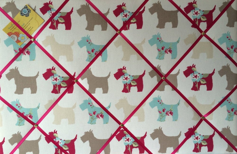 Large 60x40cm Clarke & Clarke Scottie Dog Taupe Pink Hand Crafted Fabric No