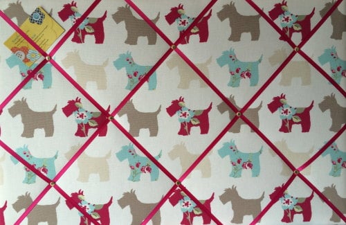 Large 60x40cm Clarke & Clarke Scottie Dog Taupe Pink Hand Crafted Fabric No