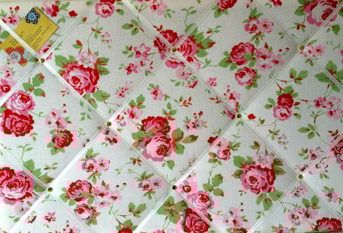 Large 60x40cm Cath Kidston / IKEA White Rosali Rose Hand Crafted Fabric Not