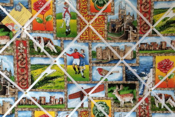 Large 60x40cm Nutex Scenes of England, Stone Henge etc Hand Crafted Fabric Memory / Notice / Pin / Memo Board