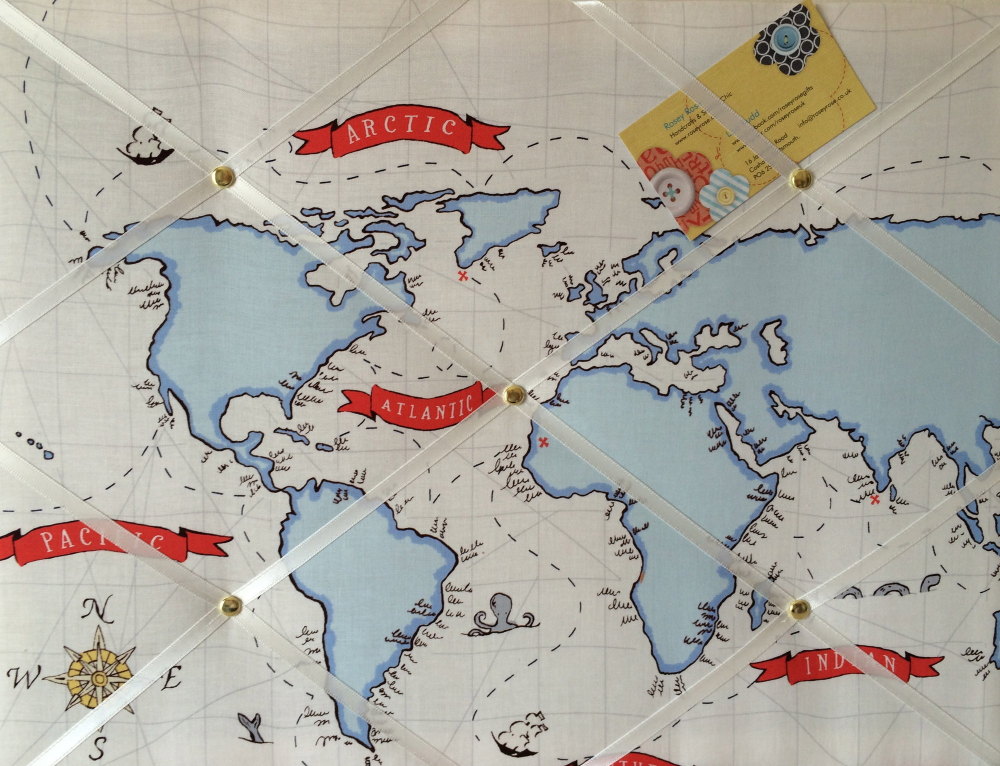Medium 40x30cm Michael Miller Out to Sea Nautical Map Hand Crafted Fabric N