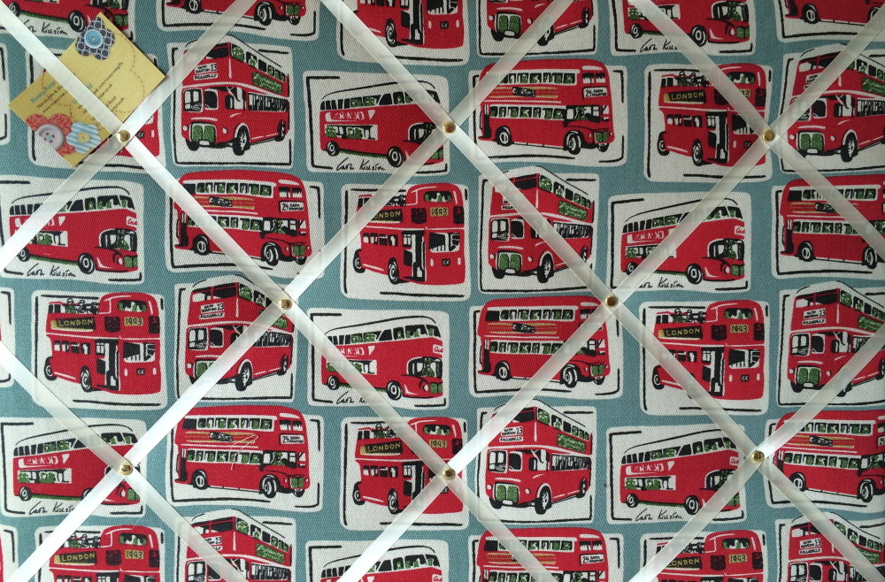Large 60x40cm Cath Kidston London Buses Hand Crafted Fabric Notice / Pin / 