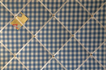 Large 60x40cm Laura Ashley Blue Gingham Hand Crafted Fabric Notice / Pin / Memo / Memory Board