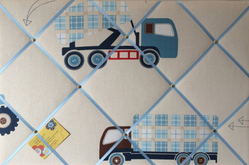 Large 60x40cm Laura Ashley Tractors & Trucks Hand Crafted Fabric Notice / P