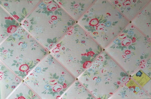 Large 60x40cm Cath Kidston Pink Trailing Floral Hand Crafted Fabric Notice