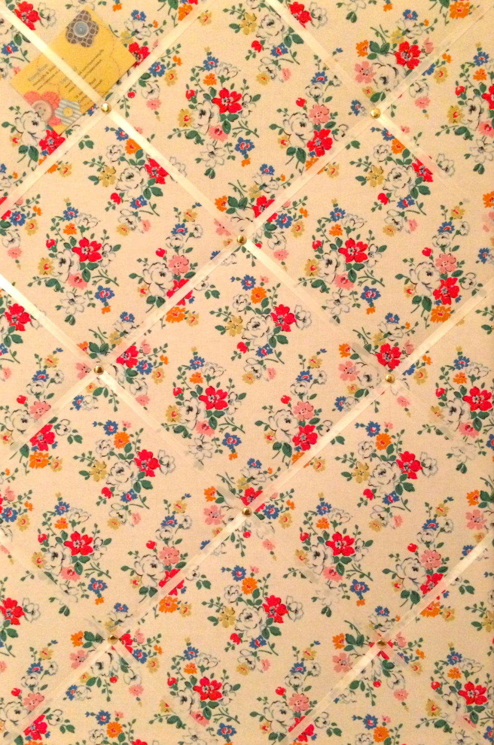 Large 60x40cm Cath Kidston White Clifton Rose Hand Crafted Fabric Notice / 