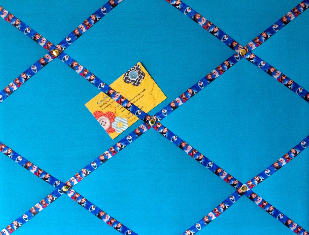 Medium 40x30cm Blue Frozen Ribbon Hand Crafted Fabric Notice / Memory / Pin