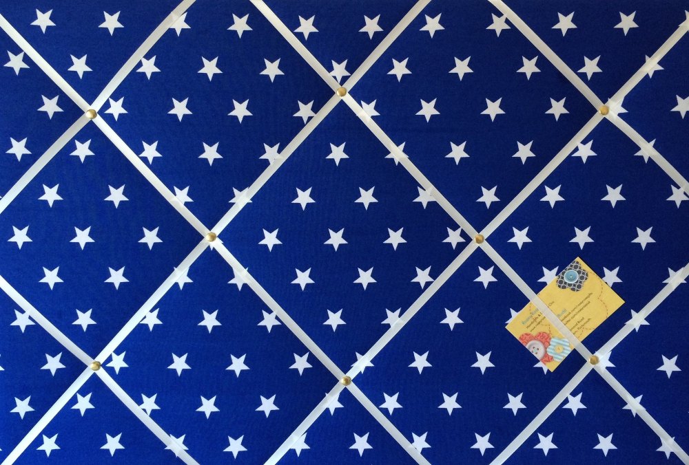 Memory Board Pin Memo Large 60x40cm Blue /& White Star Hand Crafted Fabric Notice
