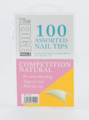 The Edge Natural Competition Nail Tips - Box of 100 Assorted Tips