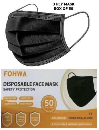 Fowa Black Face Masks Box of 50