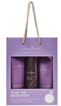 NEAL-WOLF-TIME-TO-BRIGHTEN-BLONDE-SHAMPOO-CONDITIONER-SUMMER-BAG-Front-Salo