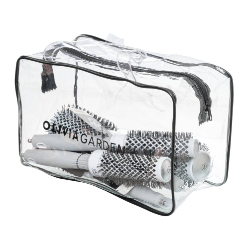 Olivia Garden Expert Blowout Shine Brush Set in White/ Grey