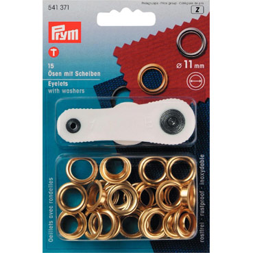 Prym 11mm eyelets washers + fixing tool 541371 Gold
