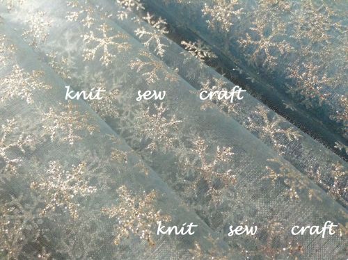 Silver Snowflakes Sheer Organza Fabric Sold Per Half Metre