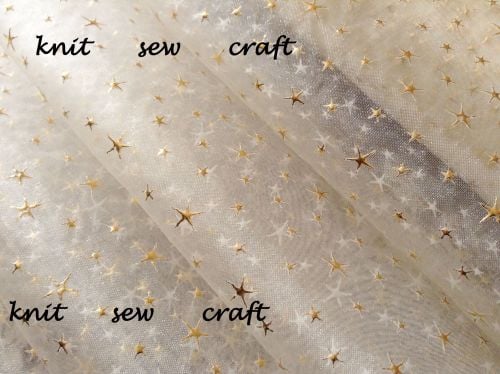 Star Patterned Organza Gold Ivory Snow Sheer