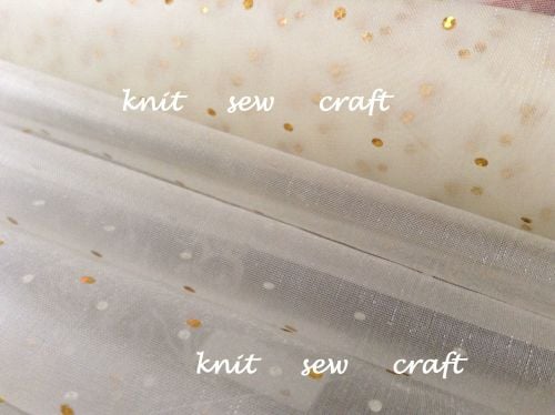 Snow Sheer Organza Fabric Glitter Dots Gold Ivory CGC67