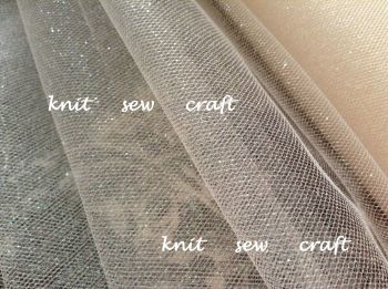 Glitter Netting Fabric Ivory Sparkle Net Half Metre Length