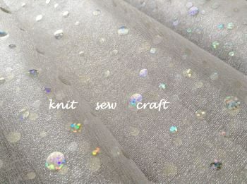 White Organza Snow Sheer Silver Glitter Dots Holographic Fabric