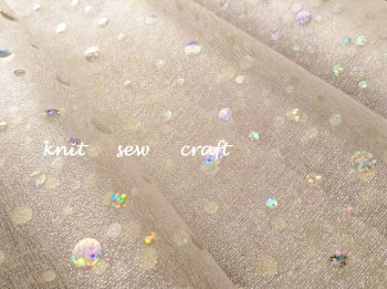 Ivory Organza Silver Glitter Dots Snow Sheer Holographic Fabric
