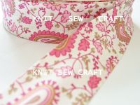 pink paisley printed cotton bias binding tape 25mm x 25mtr
