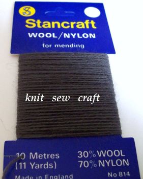 Dark Grey Darning Wool - 10 Metres Stancraft Mending Thread