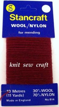 Stancraft Darning Wool For Mending Repairs - Maroon Red